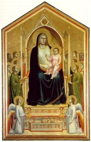 המדונה ביצירתו של ג'וטו די בונדונה, "המדונה בהדרה" (1305-1310) 