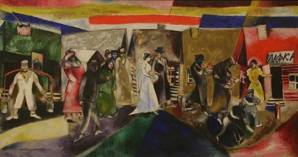 "לילה, חתונה יהודית" 1910, מאת מארק שאגאל. צילום: Playing Features פליקר