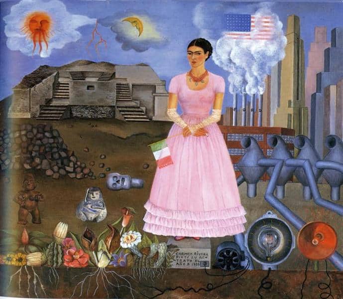 פורטר עצמי על הגבול בין מקסיקו לארצות הברית, מאת פרידה דאלו, 1932. 