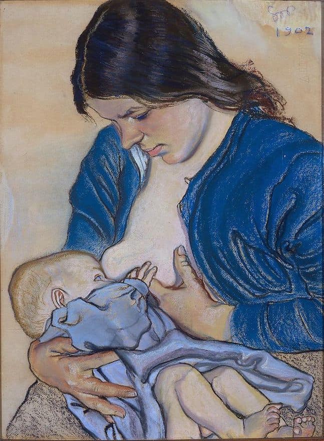 אם מניקה את התינוק שלה, מאת סטניסלב ויספיאנסקי, 1902. 