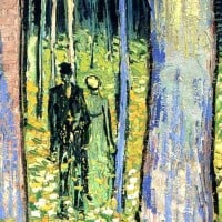 שתי דמויות ביער ציור