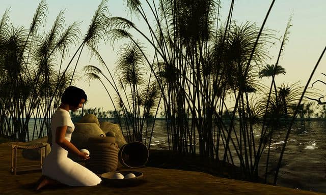 נערה מצריה על גדות הנילוס, במציאות מדומה