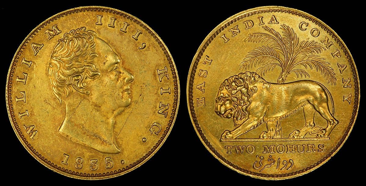 זהב, הודו הבריטית, מטבע, ויליאם הרביעי
