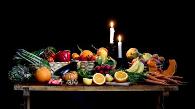 שולחן, מלא, מלאות, פירות, אוכל, טבע דומם