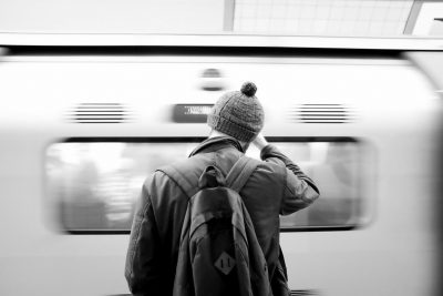 רכבת תחתית, בחור, לונדון, תרמיל, כובע צמר